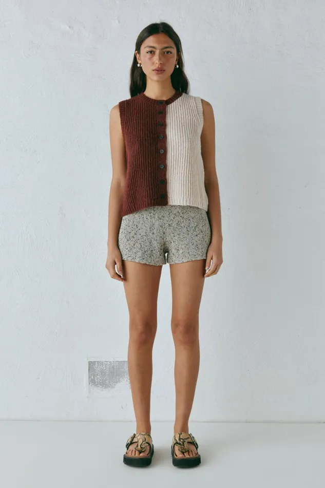 Sleeveless Women VRG GRL Bridgette Knit Vest Splice Sleeveless Women VRG GRL Bridgette Knit Vest Splice