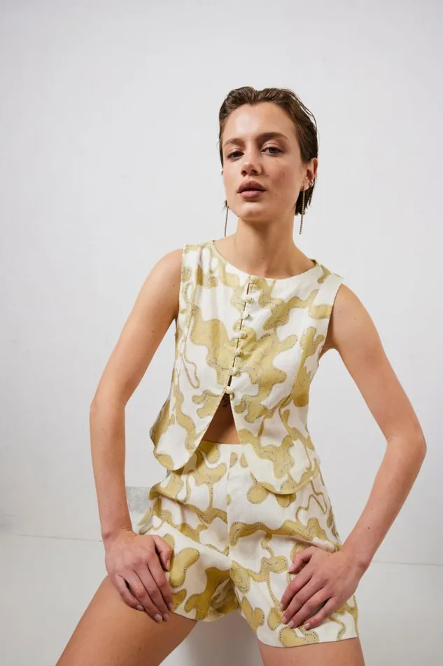 Sleeveless Women VRG GRL Celeste Linen Top Tropic Sleeveless Women VRG GRL Celeste Linen Top Tropic