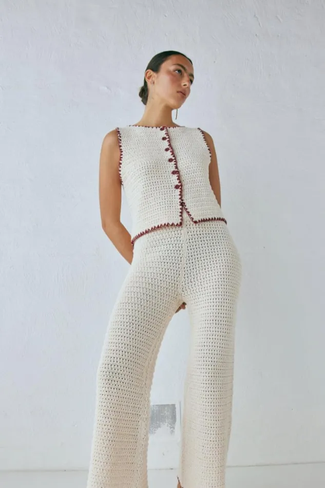 Sleeveless Women VRG GRL Stella Knit Vest Cream Sleeveless Women VRG GRL Stella Knit Vest Cream