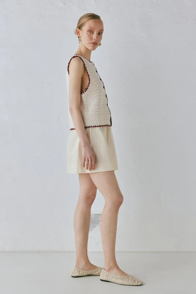 Sleeveless Women VRG GRL Stella Knit Vest Cream Sleeveless Women VRG GRL Stella Knit Vest Cream