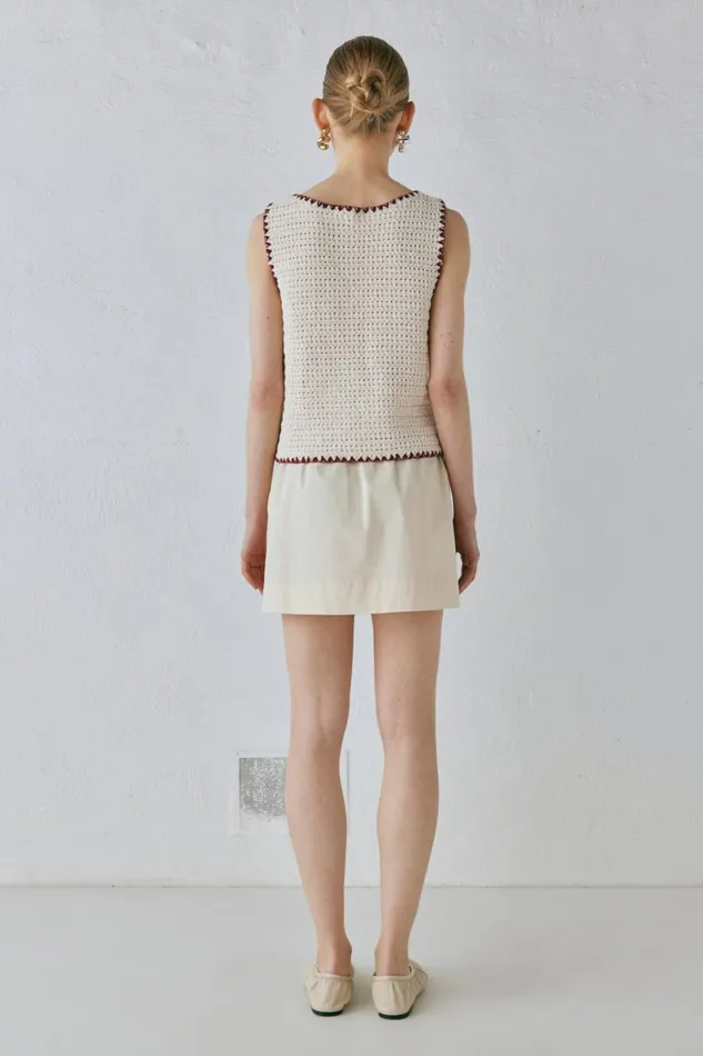 Sleeveless Women VRG GRL Stella Knit Vest Cream Sleeveless Women VRG GRL Stella Knit Vest Cream