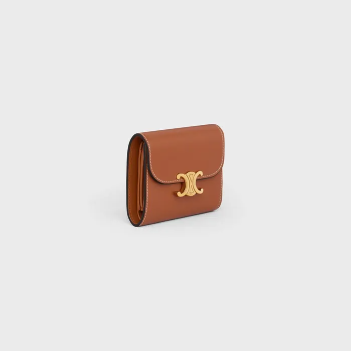 Small Wallet Triomphe In Shiny Smooth Lambskin Tan Women CELINE WALLETS Small Wallet Triomphe In Shiny Smooth Lambskin Tan Women CELINE WALLETS