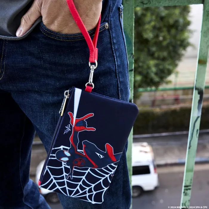 SpiderVerse Miles Morales Suit Nylon Zipper Pouch Wristlet Unisex Loungefly Bags and Wallets SpiderVerse Miles Morales Suit Nylon Zipper Pouch Wristlet Unisex Loungefly Bags and Wallets