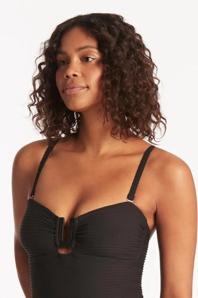 Spinnaker U Bar Bandeau One Piece Spinnaker Black Women Sea Level One Pieces