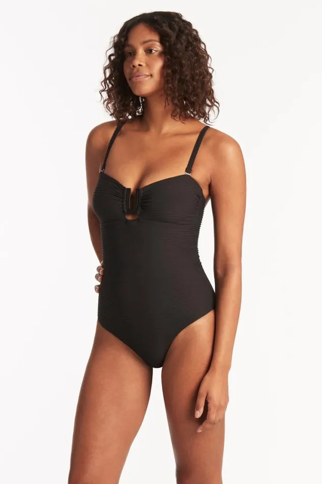 Spinnaker U Bar Bandeau One Piece Spinnaker Black Women Sea Level One Pieces