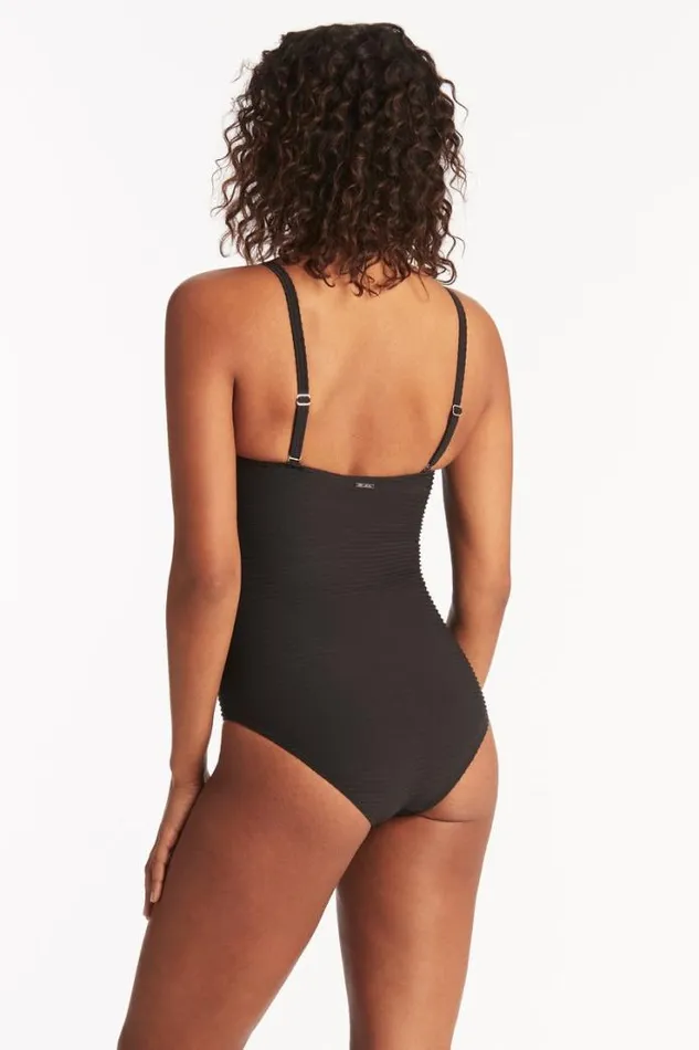 Spinnaker U Bar Bandeau One Piece Spinnaker Black Women Sea Level One Pieces