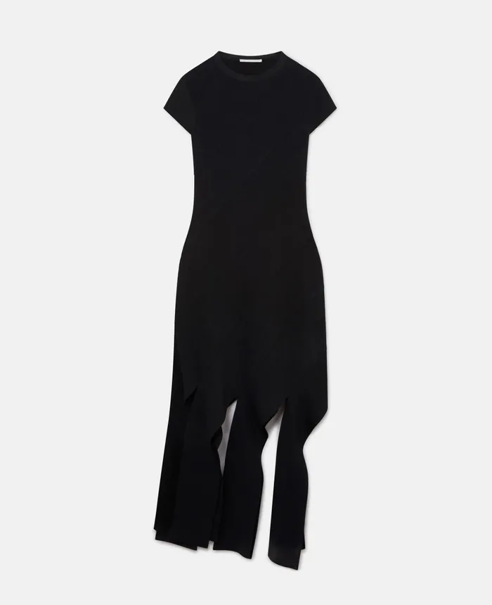 Stella McCartney Compact Knit Midi Dress Black Women Dresses