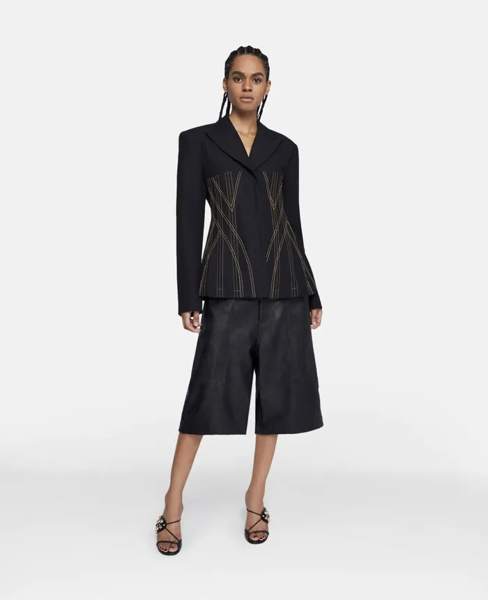Stella McCartney Contrast Stitch Corset Blazer Black Women Coats And Jackets Stella McCartney Contrast Stitch Corset Blazer Black Women Coats And Jackets
