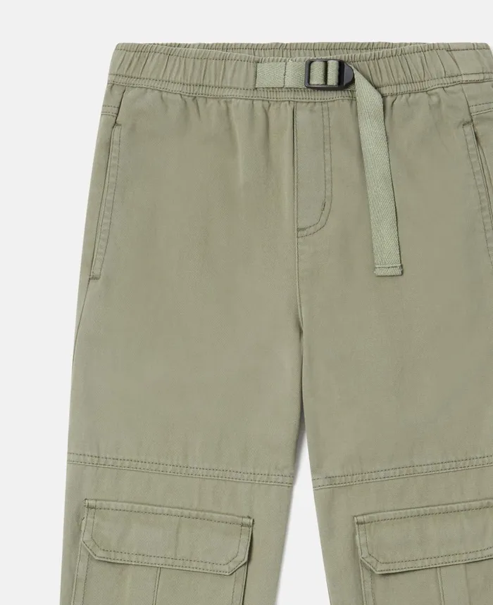 Stella McCartney Cotton Twill Cargo Trousers Khaki Kids Pants and Shorts