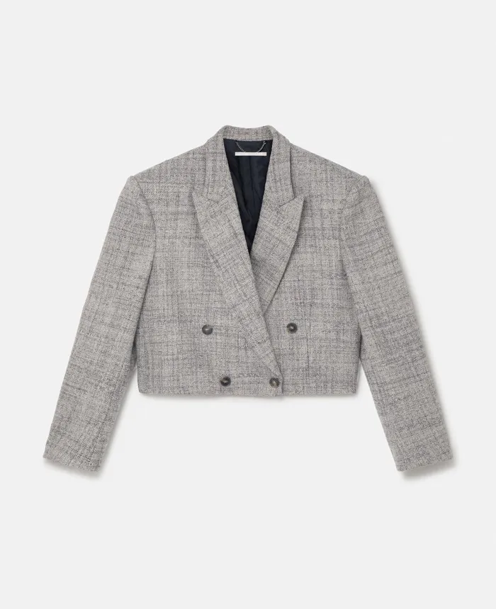 Stella McCartney Cropped Boxy DoubleBreasted Blazer Oat Women Tailoring