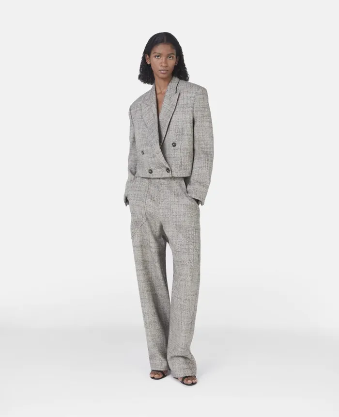 Stella McCartney Cropped Boxy DoubleBreasted Blazer Oat Women Tailoring