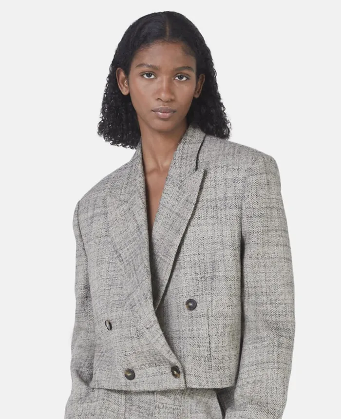 Stella McCartney Cropped Boxy DoubleBreasted Blazer Oat Women Tailoring