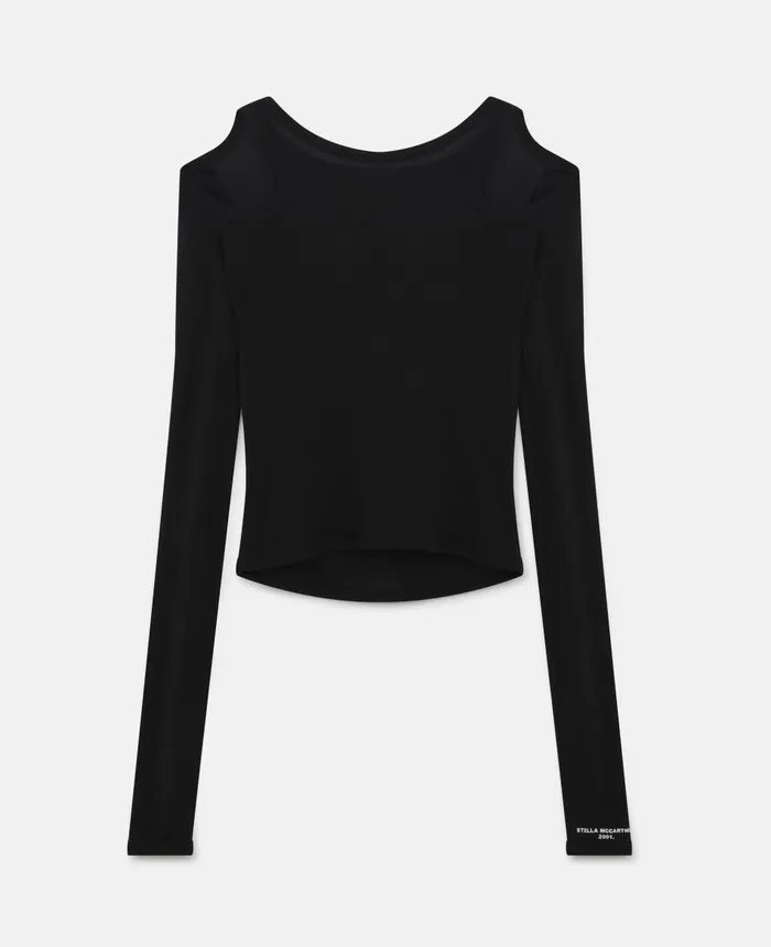 Stella McCartney CutOut Refibra Top Black Women Shirts And Tops