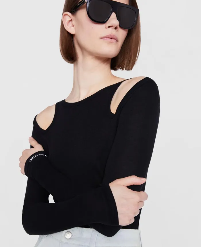 Stella McCartney CutOut Refibra Top Black Women Shirts And Tops