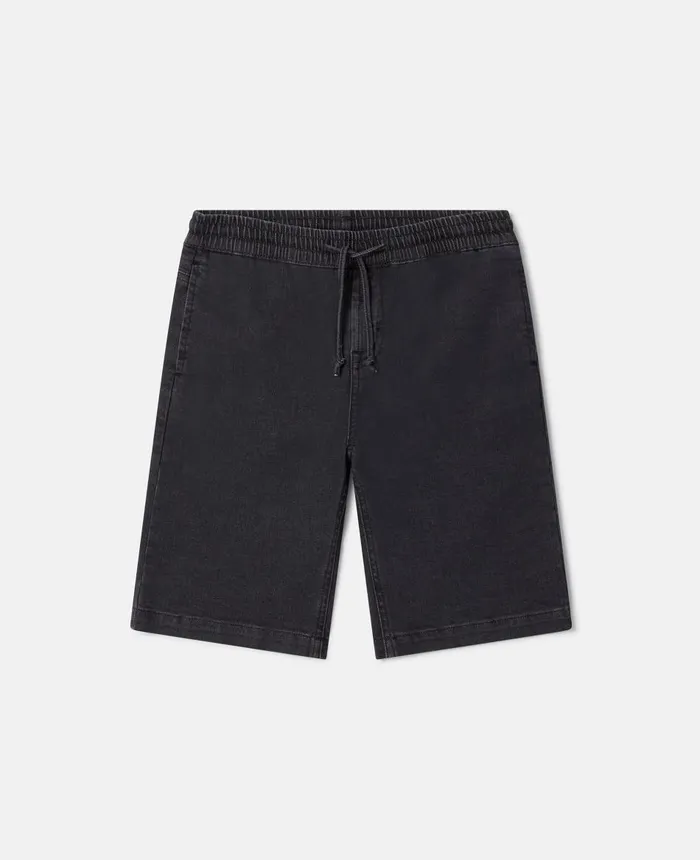 Stella McCartney Drawstring Denim Shorts Black Kids Pants and Shorts