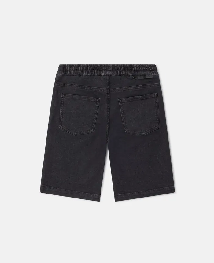 Stella McCartney Drawstring Denim Shorts Black Kids Pants and Shorts
