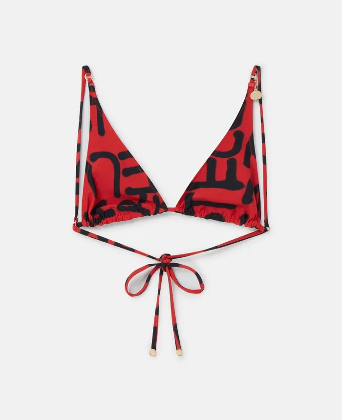 Stella McCartney Ed Curtis Logo Triangle Bikini Top Rust and Black Women Swimwear Stella McCartney Ed Curtis Logo Triangle Bikini Top Rust and Black Women Swimwear
