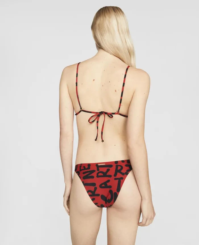 Stella McCartney Ed Curtis Logo Triangle Bikini Top Rust and Black Women Swimwear Stella McCartney Ed Curtis Logo Triangle Bikini Top Rust and Black Women Swimwear