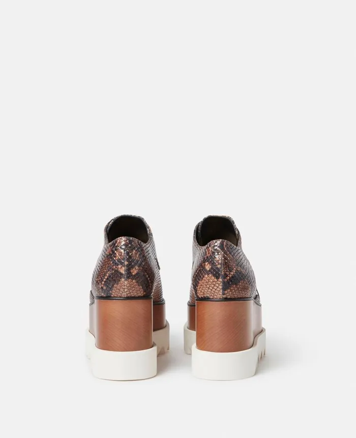 Stella McCartney Elyse Python Platform Shoes Brown Women Wedges