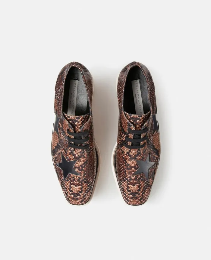 Stella McCartney Elyse Python Platform Shoes Brown Women Wedges