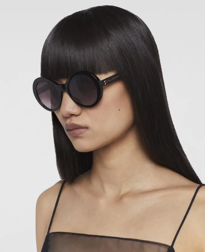 Stella McCartney Falabella Pin Round Sunglasses Shiny Black Women Sunglasses Stella McCartney Falabella Pin Round Sunglasses Shiny Black Women Sunglasses