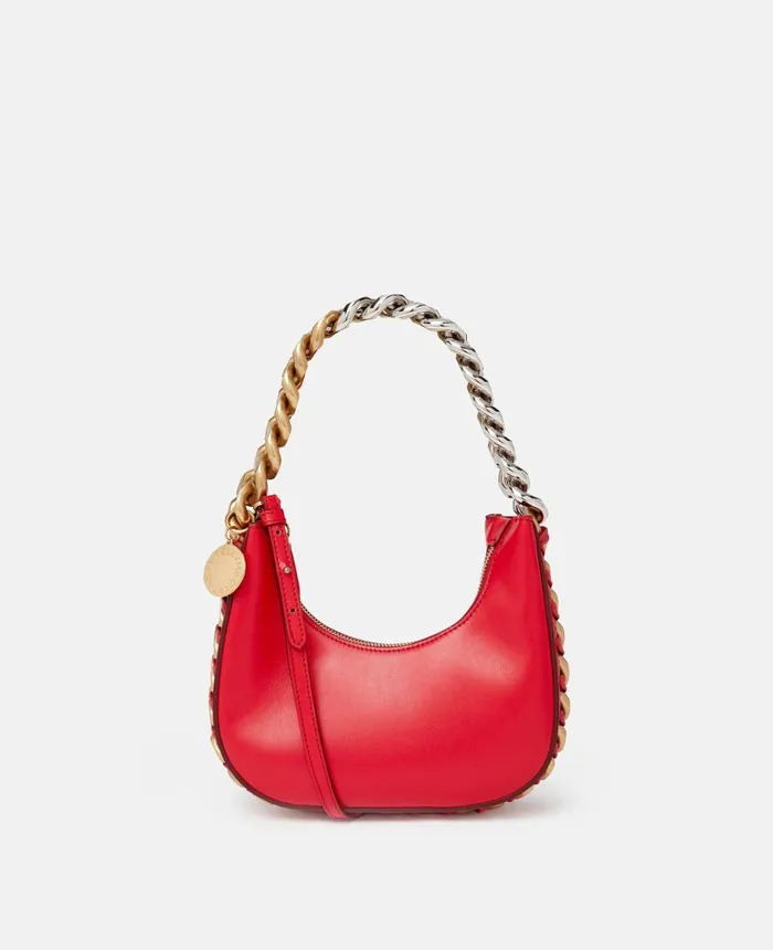 Stella McCartney Frayme Mini Zipped Shoulder Bag Red Women Mini Bags And Clutches Stella McCartney Frayme Mini Zipped Shoulder Bag Red Women Mini Bags And Clutches