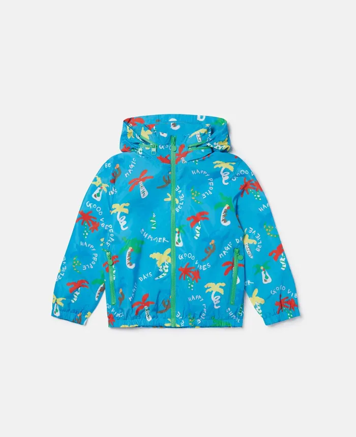 Stella McCartney Good Vibes Palm Print Jacket Blue Kids Outerwear