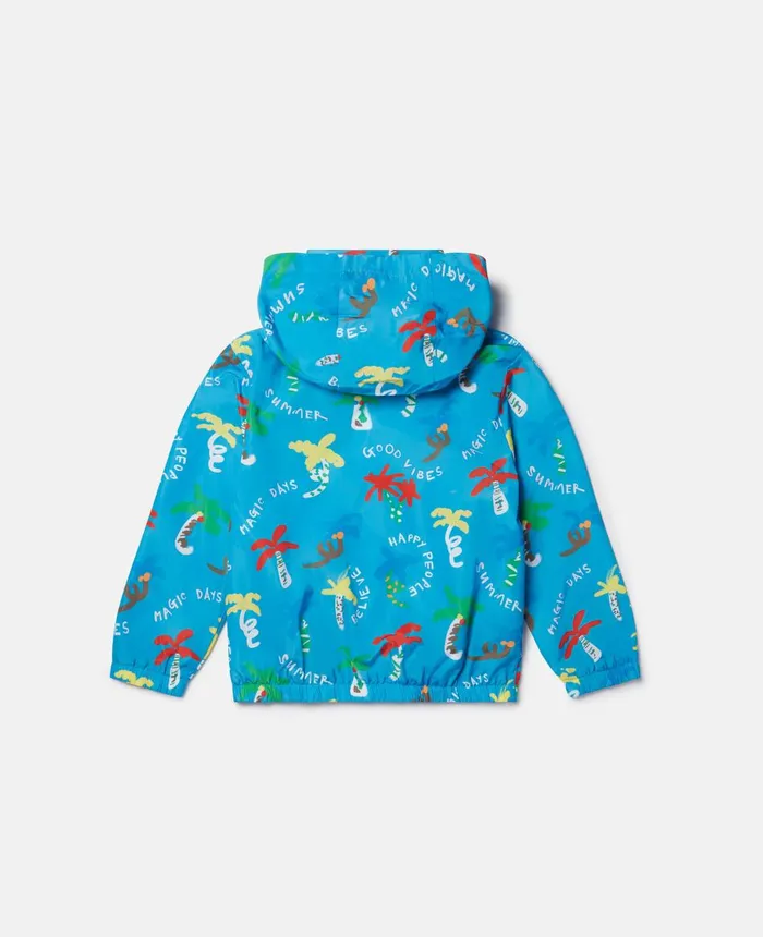 Stella McCartney Good Vibes Palm Print Jacket Blue Kids Outerwear