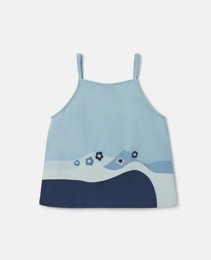 Stella McCartney Landscape Patchwork Chambray Cami Top Light Blue Kids Sweaters and Cardigans Stella McCartney Landscape Patchwork Chambray Cami Top Light Blue Kids Sweaters and Cardigans