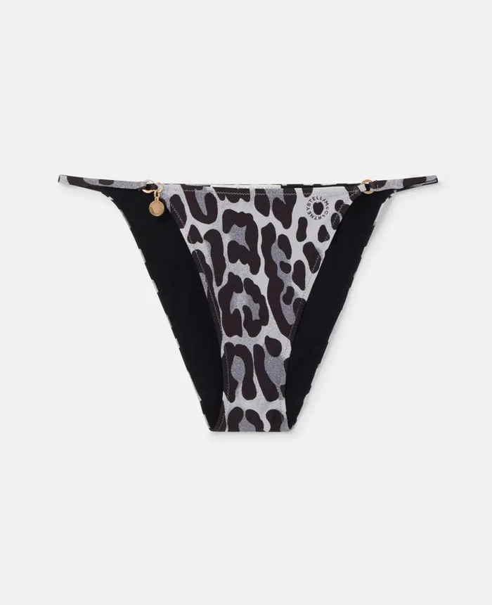 Stella McCartney Leopard Print High Leg Briefs Grey Women Swimwear