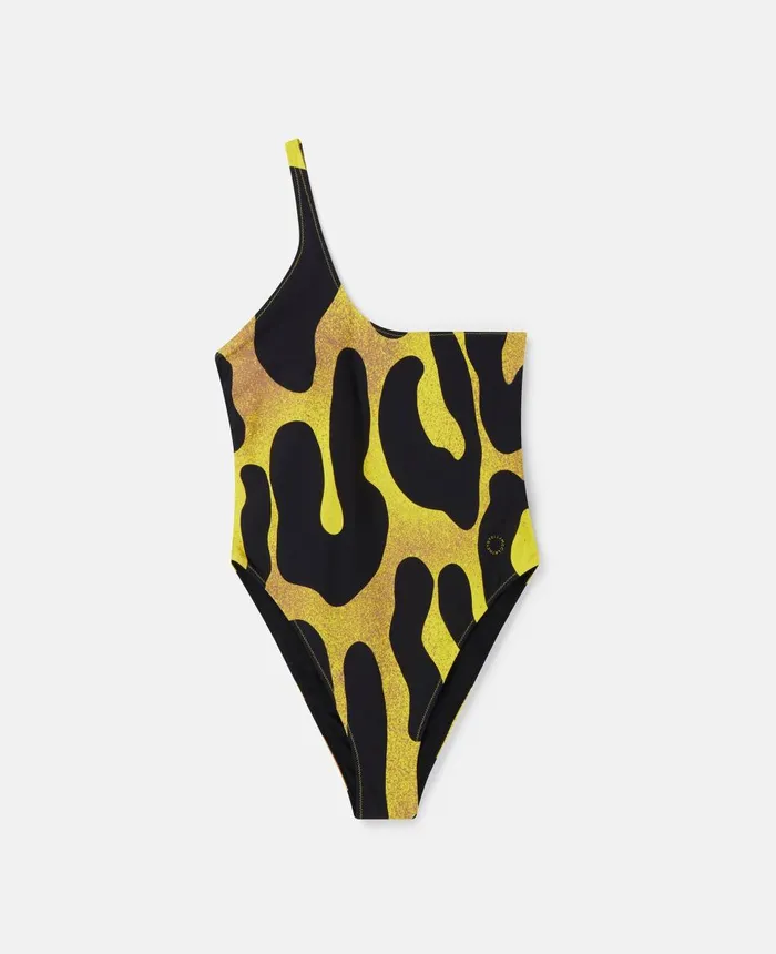 Stella McCartney Leopard Print Swimsuit Camel Yellow and Black Women Swimwear Stella McCartney Leopard Print Swimsuit Camel Yellow and Black Women Swimwear