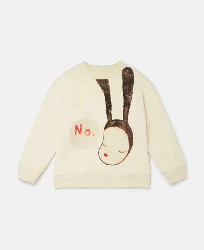 Stella McCartney Little Black Bunny Motif Sweatshirt Ivory Kids TShirts And Tops Stella McCartney Little Black Bunny Motif Sweatshirt Ivory Kids TShirts And Tops
