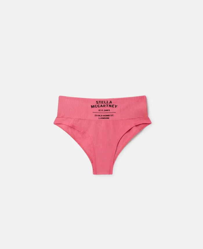Stella McCartney Logo Rib Knit High Waist Briefs Dahlia Women Lingerie And Sleepwear