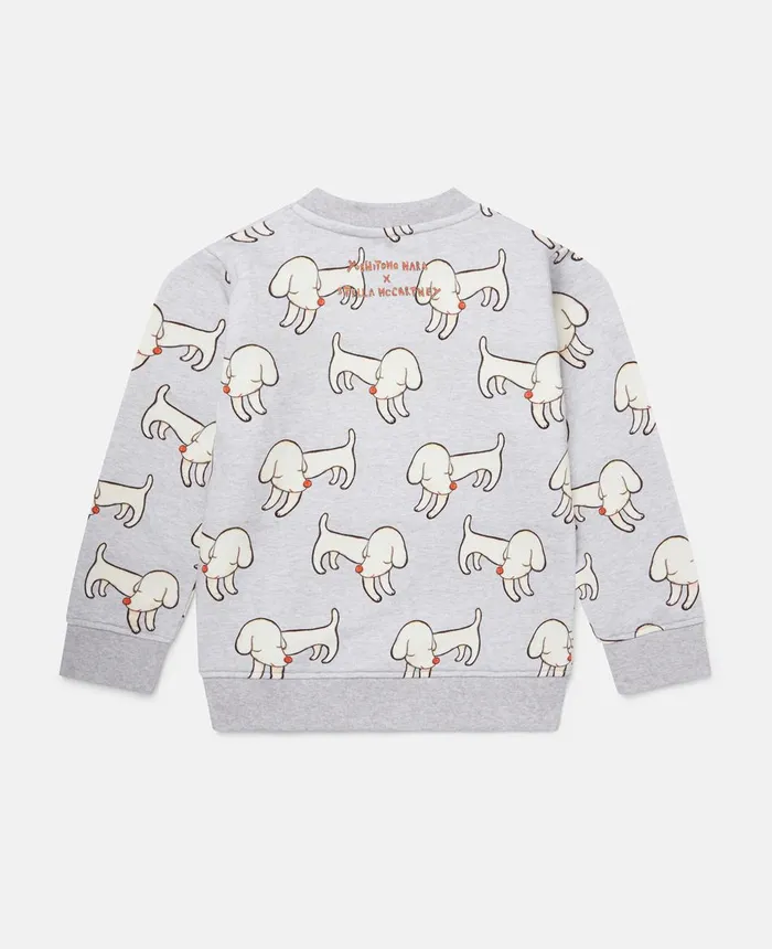 Stella McCartney Lonesome Puppy Print Sweatshirt Grey Kids TShirts And Tops