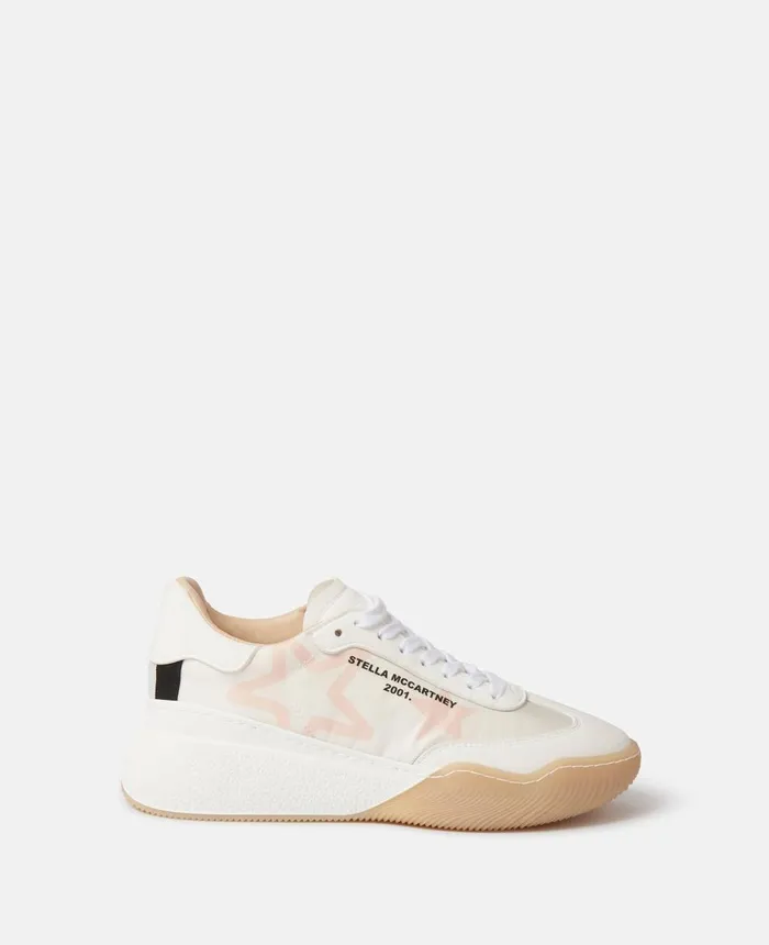 Stella McCartney Loop Star Print LaceUp Trainers White Women Sneakers