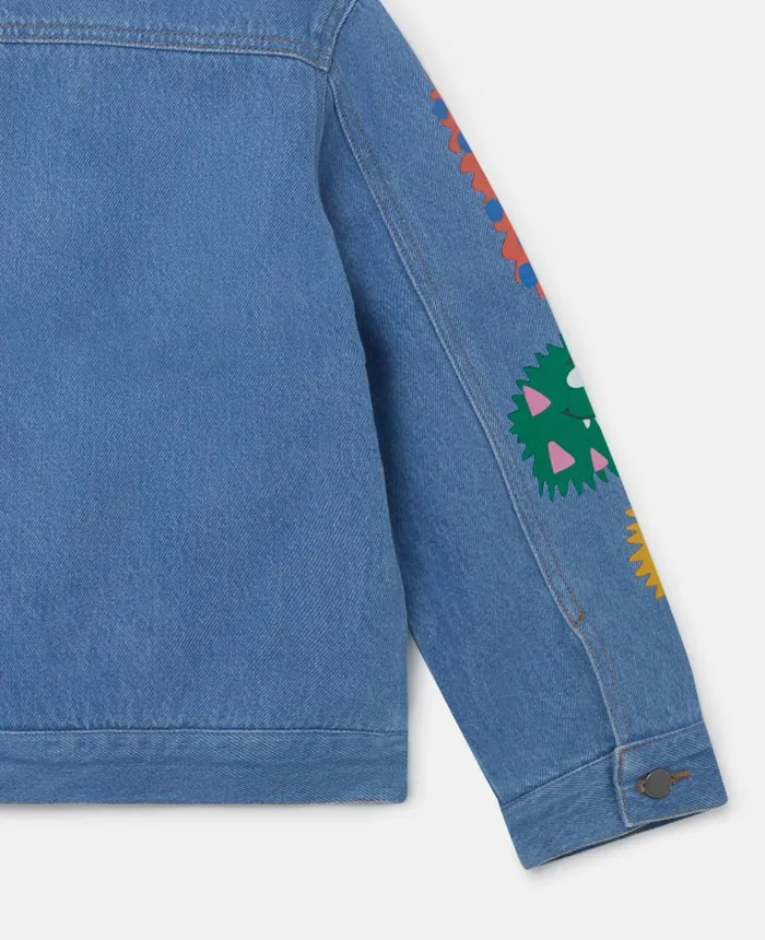 Stella McCartney Monster Patch Borg Denim Jacket Blue Kids Outerwear