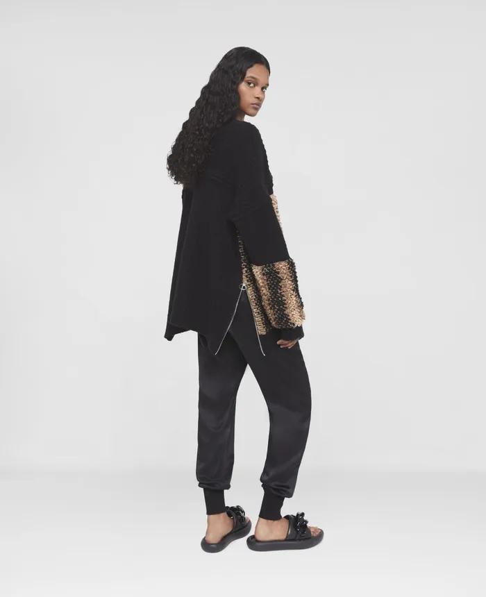 Stella McCartney Panel Textured Knit Cardigan Black Women Knitwear