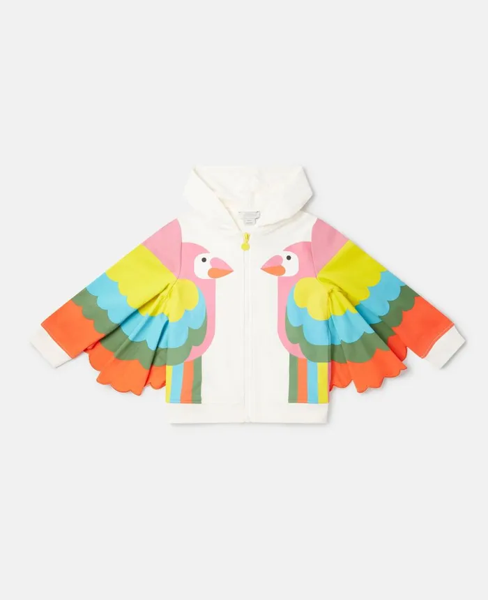 Stella McCartney Parrot Embroidery Hoodie With Wings Multicolour Kids TShirts And Tops Stella McCartney Parrot Embroidery Hoodie With Wings Multicolour Kids TShirts And Tops