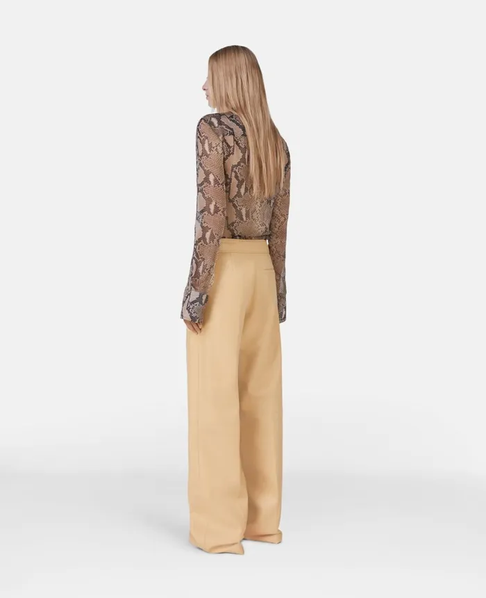 Stella McCartney Python Print Silk Chiffon Pussybow Shirt Brown Women Shirts And Tops Stella McCartney Python Print Silk Chiffon Pussybow Shirt Brown Women Shirts And Tops