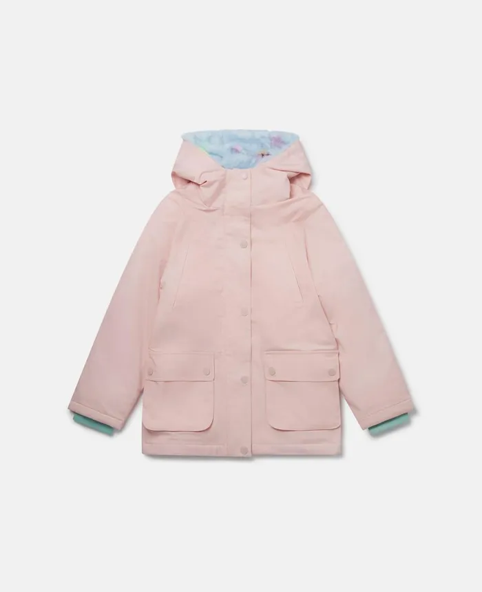 Stella McCartney Rainbow Unicorn Cloud Hooded Raincoat Lilac Kids Outerwear