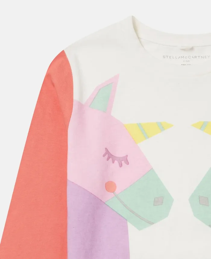 Stella McCartney Rainbow Unicorn Print Long Sleeve TShirt Red Kids TShirts And Tops Stella McCartney Rainbow Unicorn Print Long Sleeve TShirt Red Kids TShirts And Tops
