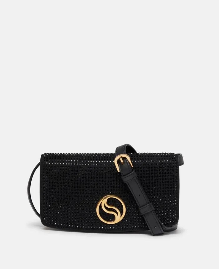 Stella McCartney SWave Crystal Hotfix Wallet On Strap Ultra Black Women Mini Bags And Clutches Stella McCartney SWave Crystal Hotfix Wallet On Strap Ultra Black Women Mini Bags And Clutches