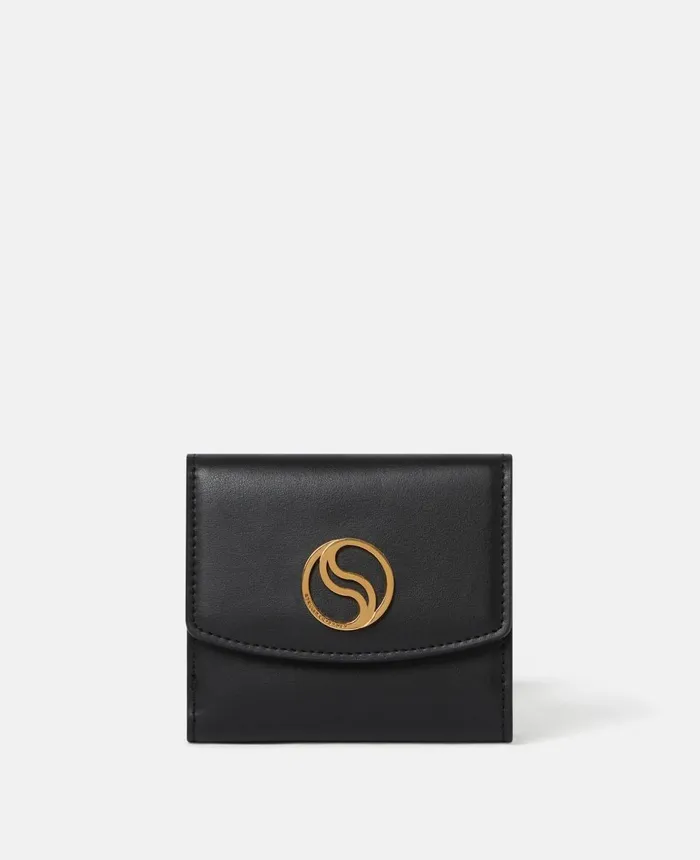 Stella McCartney SWave Small Flap Wallet Black Women Compact Wallets