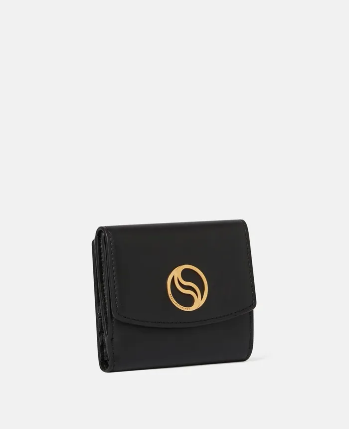 Stella McCartney SWave Small Flap Wallet Black Women Compact Wallets