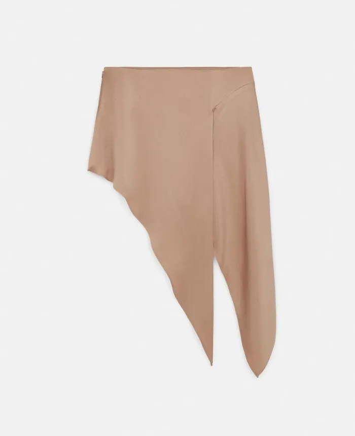 Stella McCartney Satin Asymmetric Skirt Taupe Women Skirts