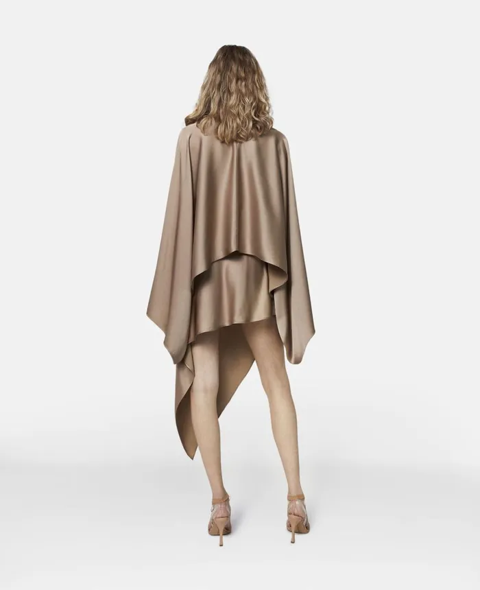 Stella McCartney Satin Asymmetric Skirt Taupe Women Skirts
