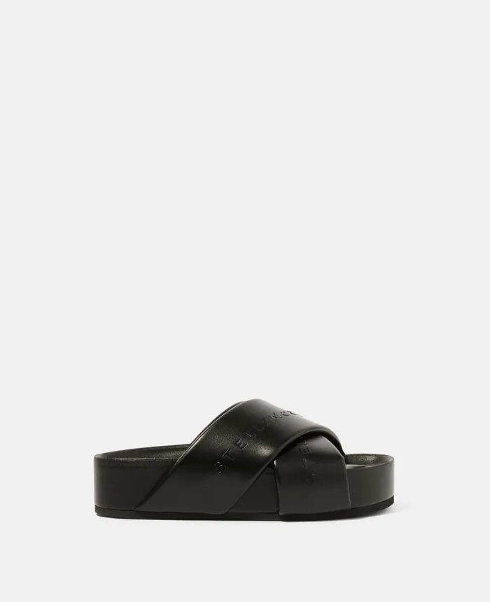 Stella McCartney Signature Logo Slides Black Women Flats