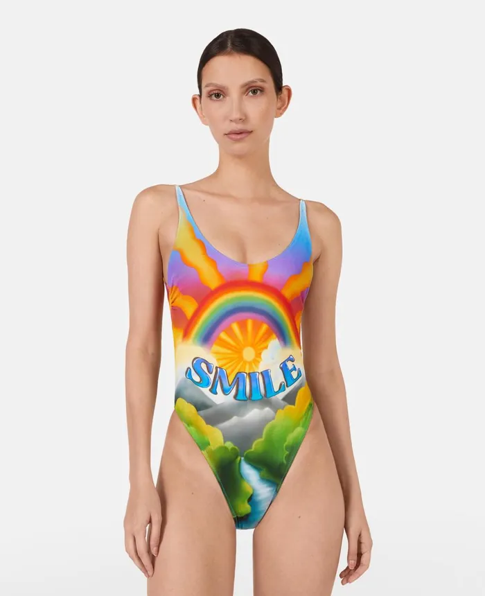 Stella McCartney Smile Print Swimsuit Multicolour Women Swimwear