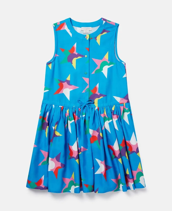 Stella McCartney Star Print Sleeveless Shirt Dress Blue Kids Dresses and Jumpsuits Stella McCartney Star Print Sleeveless Shirt Dress Blue Kids Dresses and Jumpsuits