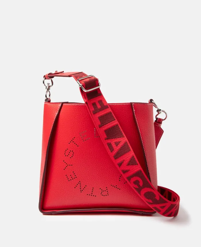Stella McCartney Stella Logo Grainy Alter Mat Shoulder Bag Bright Red Women Mini Bags And Clutches Stella McCartney Stella Logo Grainy Alter Mat Shoulder Bag Bright Red Women Mini Bags And Clutches